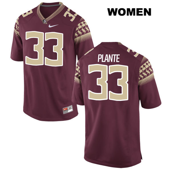 Women's NCAA Nike Florida State Seminoles #33 Colton Plante College Red Stitched Authentic Football Jersey MHU2469HG
